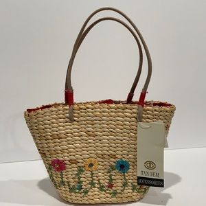 Summer Fashion Floral Embroidery Shoulder Tote Bag